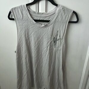 Zoe + Liv Light Gray Muscle Tee with Chest Pocket